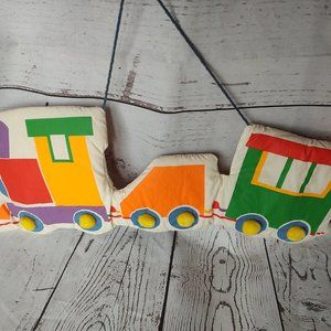 vintage Hallmark cards 1983 made in Taiwan fabric train wall hanger nursery deco
